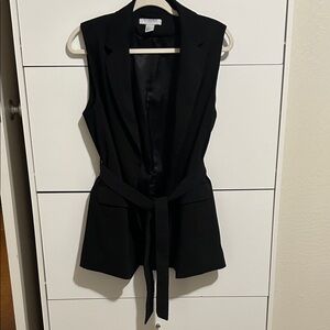 H&M Black Sleeveless Belted Blazer Vest
